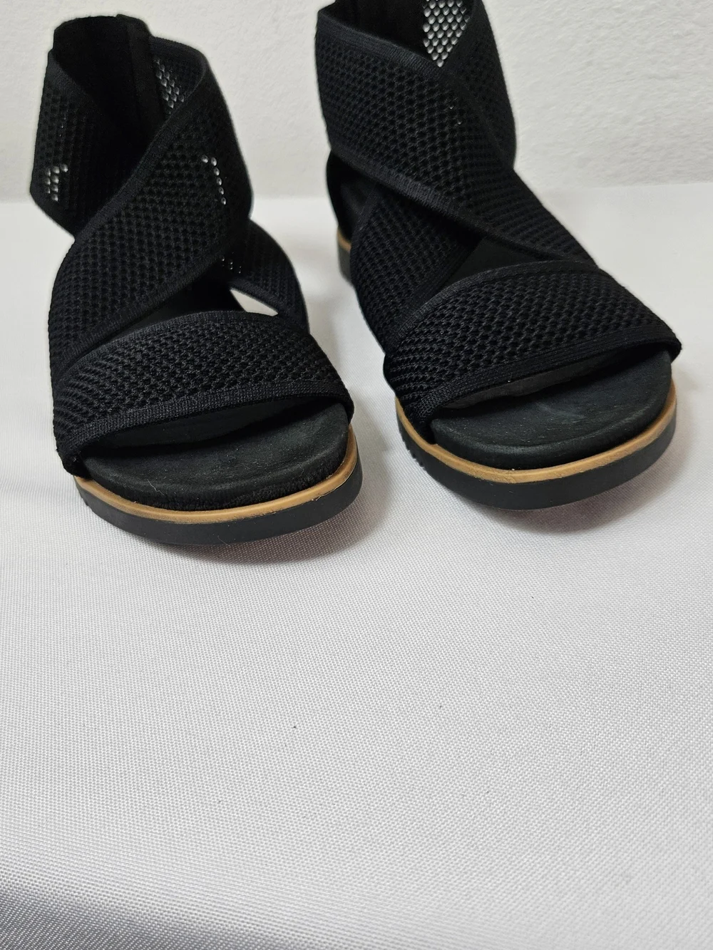 Eileen Fisher Kitts Recycled Stretch Knit Sandal Size 7.5 Black Minimalist